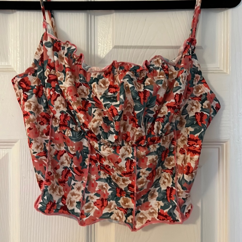 SHEIN- floral corset crop top
